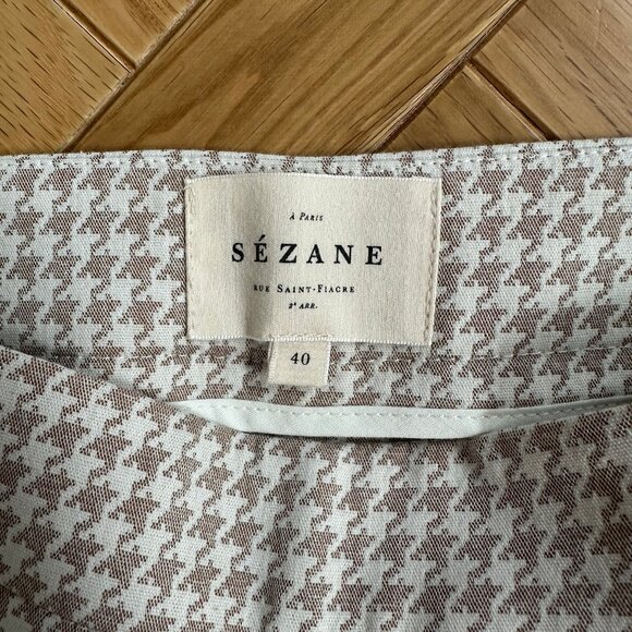 Sezane Clara Camel & Ecru Cropped Pants Sz 8 - Picture 4 of 7